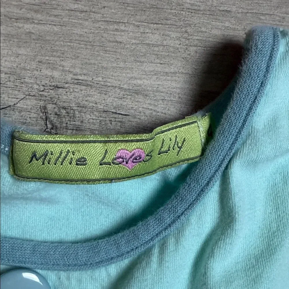 Millie Loves Lily Light Blue Sleeveless Kids Top with Ruffle Hem